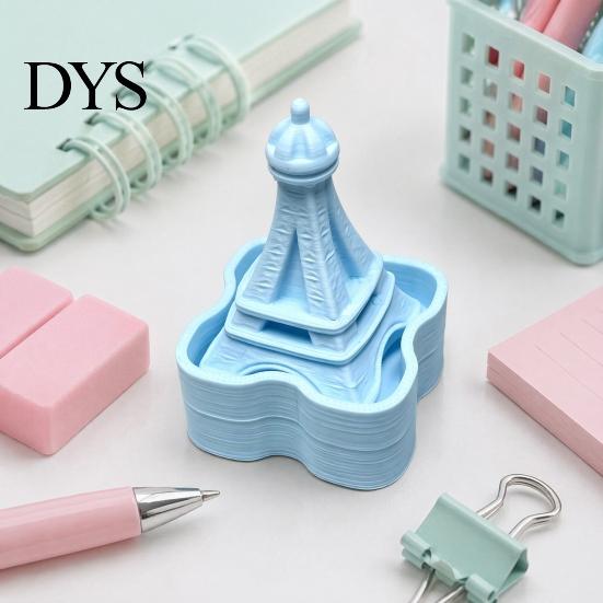 Anxiety Relief Gadgets Iron Tower Shape Clicker, Stress Desktop Ornament, 3D Macaron Colored Ornaments Printed Portable Fidget Toy, for Office
