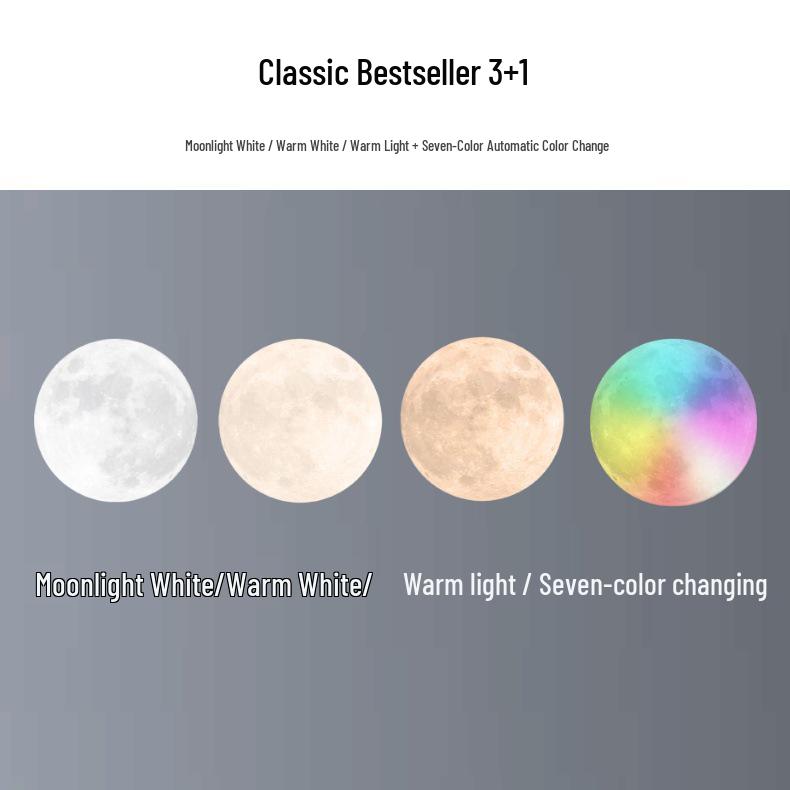 3D Printed Moon Lamp with Magnetic Levitation - Night Light & Eye Protection