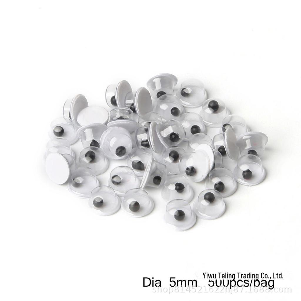 Pre-made DIY Toy Animal Accessories: Adhesive Black and White Moving Eyes for Kids