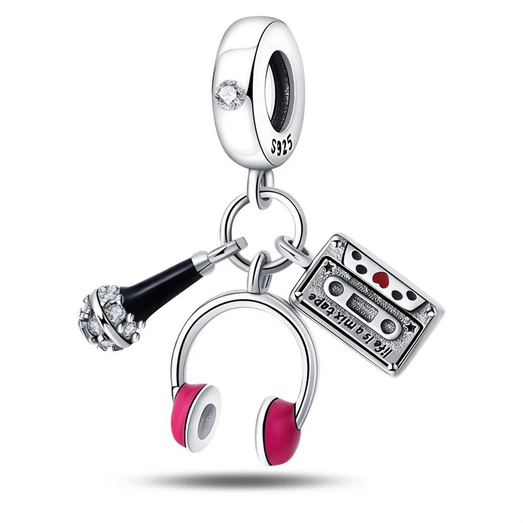 925 Silver Headset Game Machine Motorcycle Pendant Charm Bead Fit Original Bracelet Necklace Diy Female Jewelry Gift