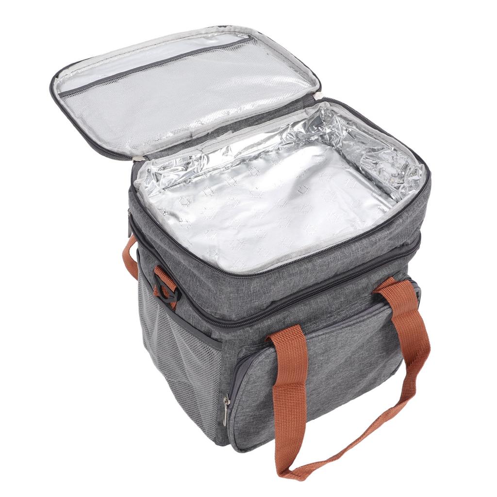 Torba na lunch 2-poziomowa Messenger Duża pojemność Wodoodporna Odporna na przeciekanie Dwukierunkowy zamek Izolowany pojemnik na lunch na piknikowy obóz