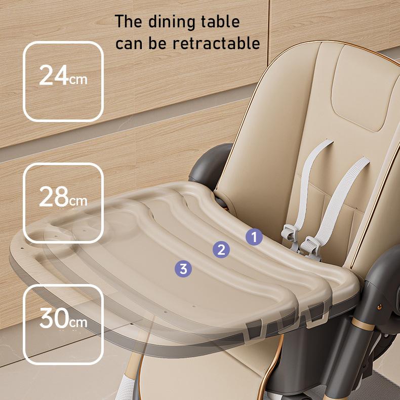 High Chair, Children's Folding Feeding Chair with a Table, with Wheels