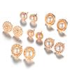 6Pairs/Set Rhinestone Crystal Pearl Earrings Ear Studs Earrings Elegant Jewelry
