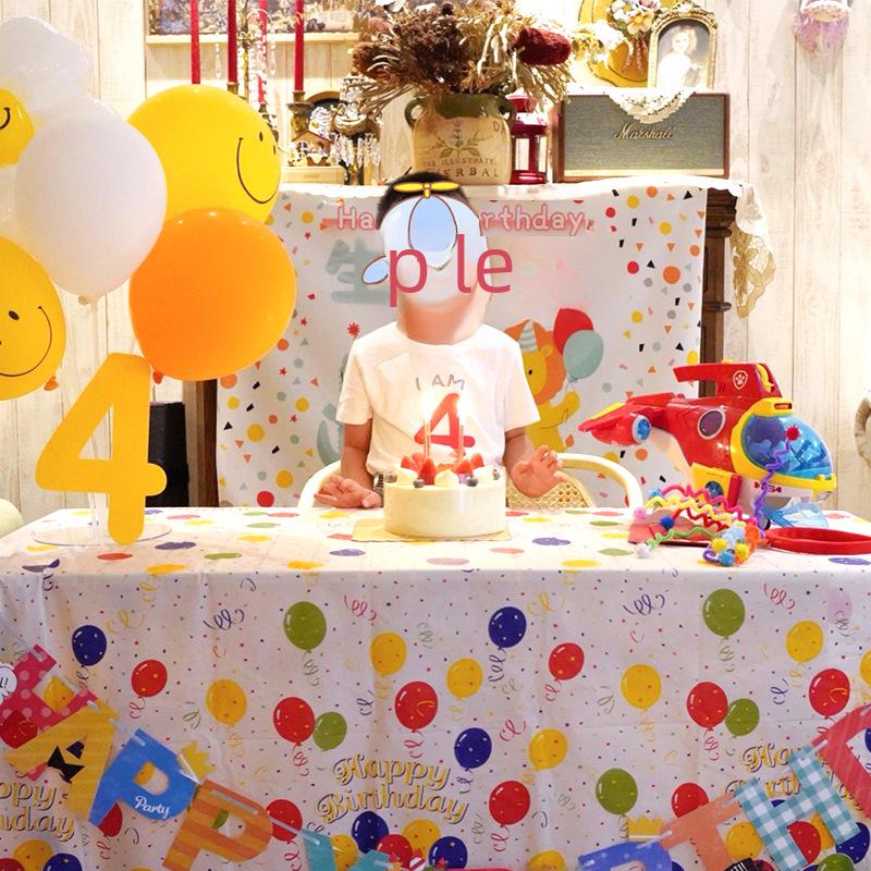 Disposable PEVA Cartoon Balloon Tablecloth - Oil-Proof, Thickened for Birthdays & Kindergarten Parties