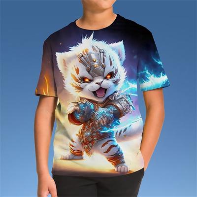 Magliette per bambini con stampa 3D di tigre animale, maglietta per bambini, maglietta a maniche corte, abbigliamento per bambini, estate