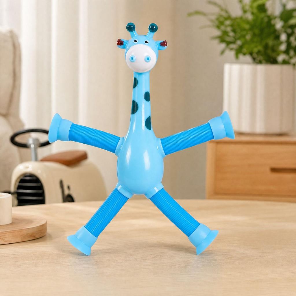Suction Cup Giraffe Robot Stretch Toy - Morphing Educational Extendable Tube Toy for Kids (No Lights)