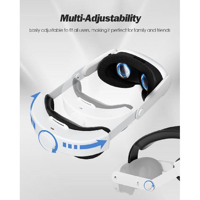 SUPERUS Battery Head Strap for Quest 3S/Quest 3 with Earphones - Adjustable Elite Strap Replacement Accessories for Meta/Oculus Quest 3S/Quest 3 -