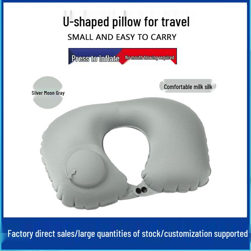 Inflatable U-Shaped Travel Pillow - Neck Support for Camping & High-Speed Rail
