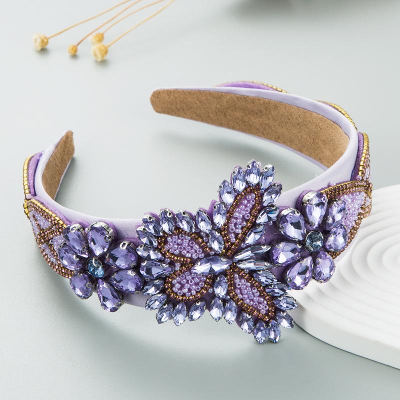 Barocke Haarbänder für Damen Luxuriöses Mehrfarbiges Kristallperlen-Haarband Vintage Party Abschlussball Statement Kopfschmuck Zubehör