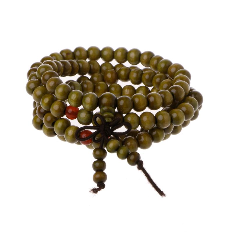 Natural Sandalwood 8mm Beads Bracelets 108 Wood Beads Buddha Prayer Jewelry