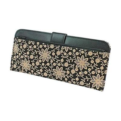 Inden-ya Inden Long Wallet Thin Deer Leather Black X White Lacquer Clematis Pattern 2107-11-169