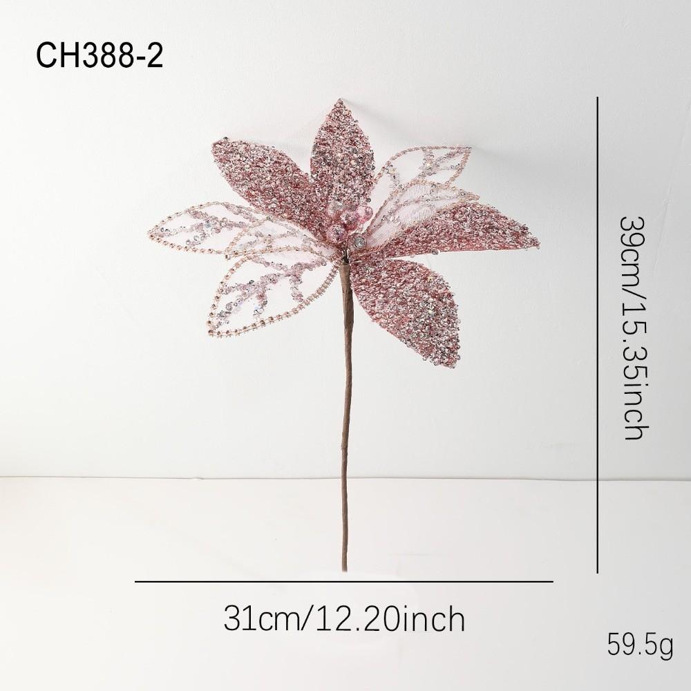 New Large Artificial Poinsettia Flower Sequins Sparkling Simulation Flowers Glitter Sequins Flower New Year Festival