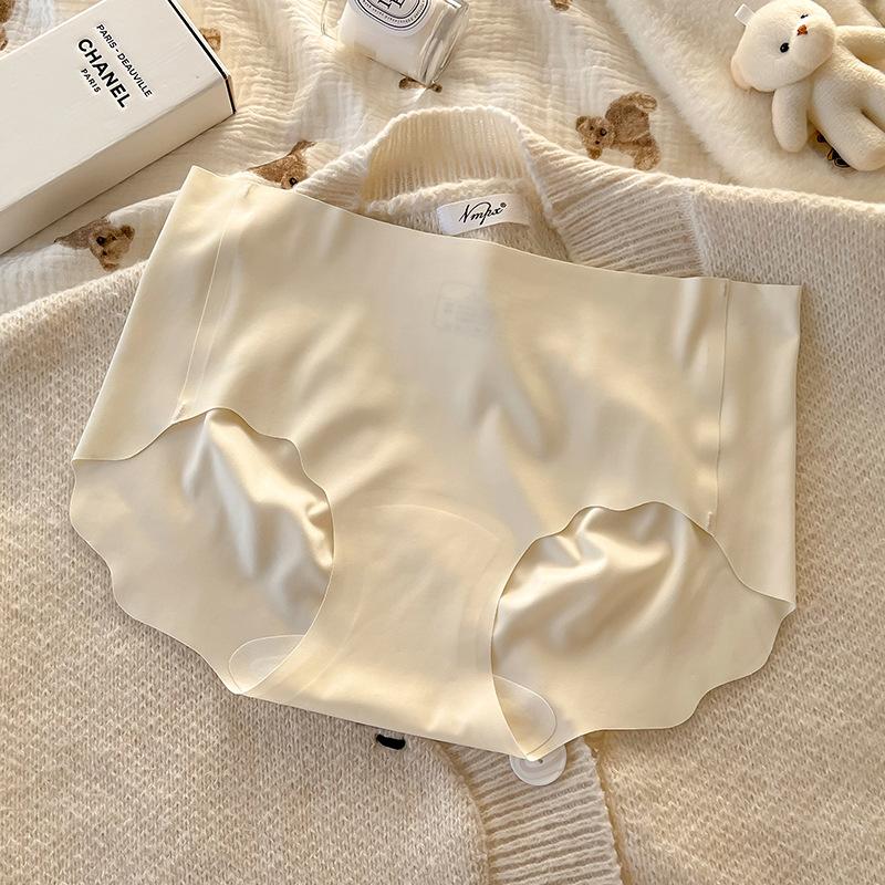 Women's Summer Thin 10A Antibacterial Breathable Ice Silk Cool Feeling High Elastic Non Trace Milk Skin Mid Waist Underwear