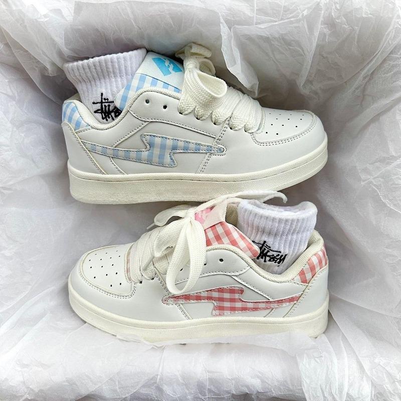 Summer new mandarin duck bread shoes men's and women's grid splicing design original niche design breathable skateboard shoes