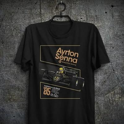 איירטון סנה ניצחון ראשון בגרנד פרי חולצה עם חתימה דמוי אוטו דו אסטוריל מיקום פול پوزیشن