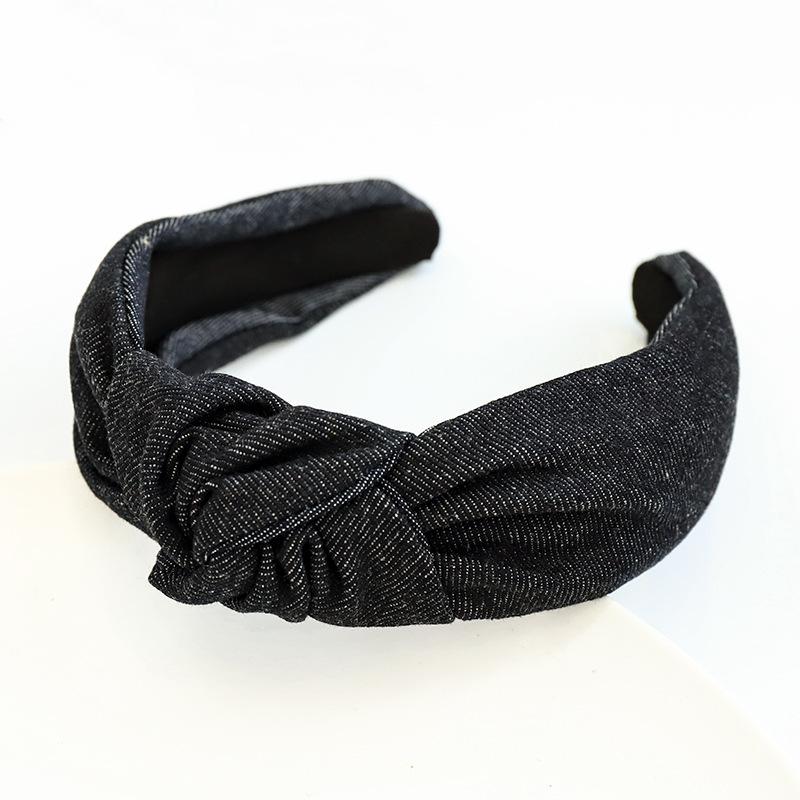 Fashion Women's Denim Headband with Center Knot Ladies Hair Styling Accessories