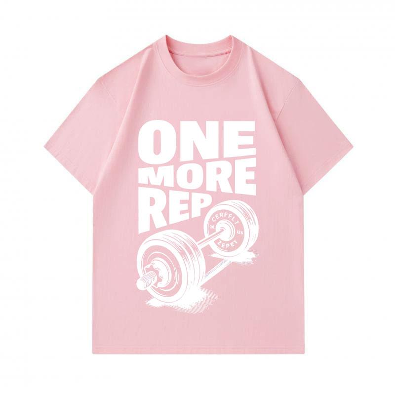 Men's 100% Cotton Crew Neck Short Sleeve T-Shirt, One More Rep Dumbbell Print Casual Workout Gym Fitness Tees Breathable Comfortable Athletic Tops for