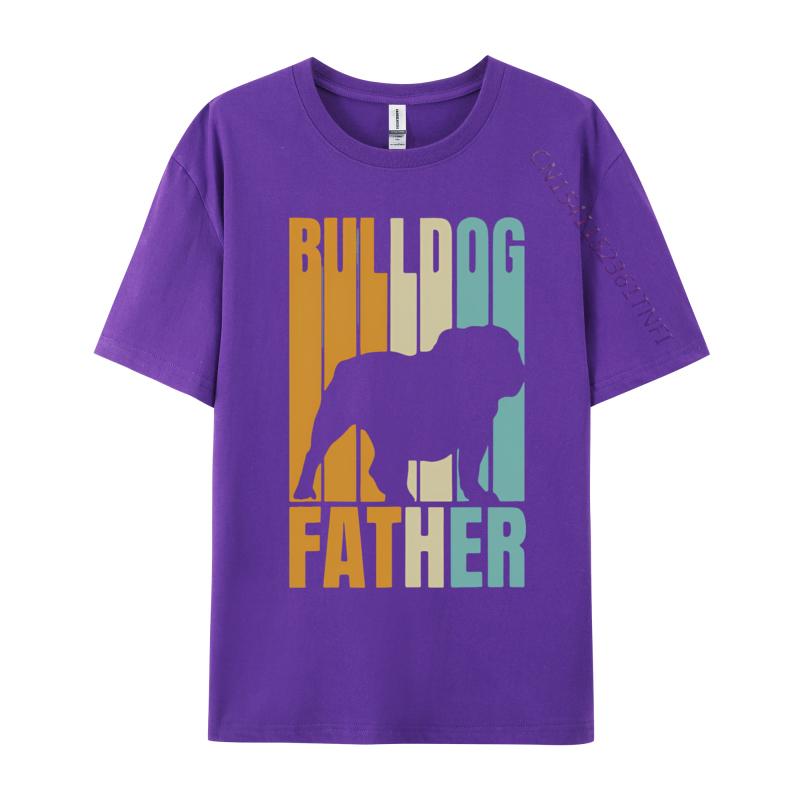 Retro Bulldog Father Cool Dog Dad Tshirt Unisexs Cotton Top Tee Fitting Oversized Tshirt Top Anime T Shirts