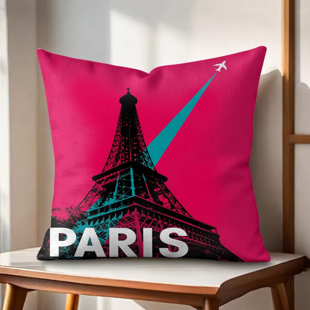 Vintage Retro Travel Cushion Cover Natural Linen Organic Fabric DoubleSided Printing Couch Pillow Covers Home Decor