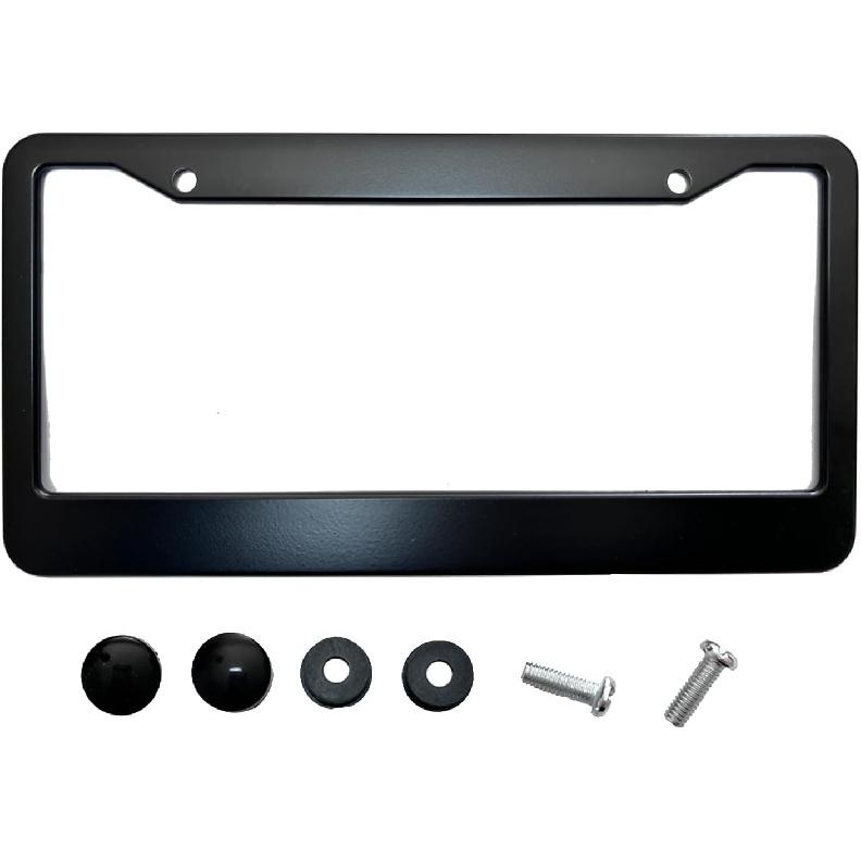 License Plate Frames Solid Aluminum License Plate Cover Holder Universal Car Frame For Man And Women With Screws (Black)
