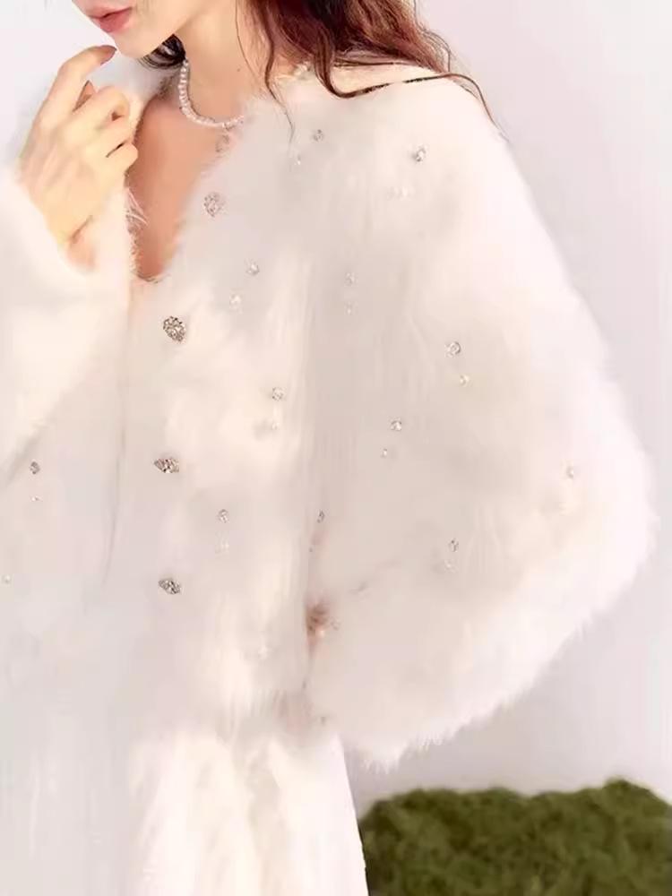 Women's Imitation Mink Velvet Beaded Cardigan Sweater