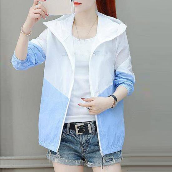 Women's Sun Protection Jacket Full Zip Thin Hoodie Jacket Athletic Workout Anti UV Windbreaker Quick Dry Hiking Coat for Outdoor Camping