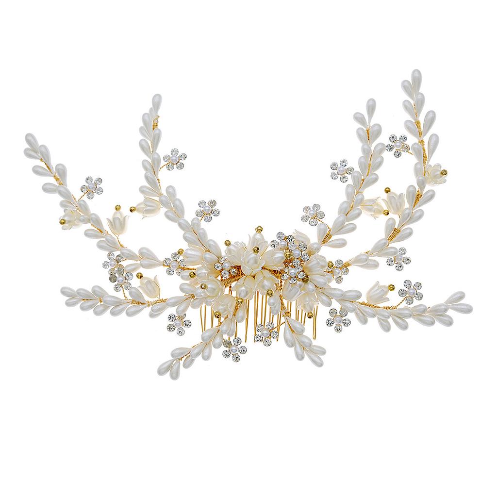 Bridal accessories hair comb luxury wedding dance retro hair accessories handmade golden pearl hair comb