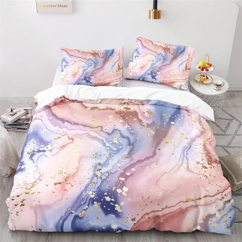 Comforter Colorful Marble Pattern Microfiber Geometric Art Abstract Bedding Set King Queen For Girls Kids Teens Room Decor