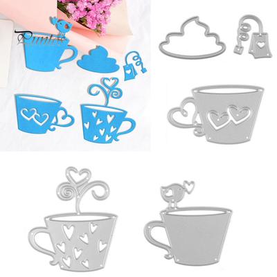 5 pezzi/set bustina di tè tazza di caffè metallo fustella stampo stencil per fai da te scrapbook
