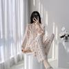 1011 Cotton and Silk Pajamas Women's Long-sleeved Trousers Large-size Two-piece Suit Girl Cute and Sweet New Loungewear
