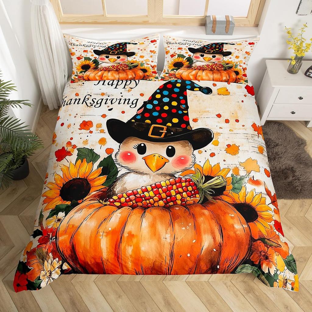 Turkey Duvet Covers for Kids Boys Girls Quilt Covers Queen Lightweight Down Room Decor 2 Pillowcases 1 Duvet Cover No Comforter
