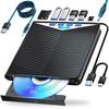 External Blu-ray Drive, USB-A/Type-C Compatible, Plays/Reads/Writes/Burns, BD/CD/DVD Player, Portable Blu-ray Drive, Compatible with Windows/Mac, Incl