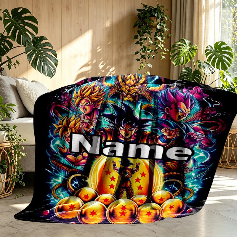 Manta Personalizada con Nombre y Estampado de Anime, Decoración del Hogar, Dormitorio, Sofá, Acampada, Sillón, Regalos para Cumpleaños Navidad