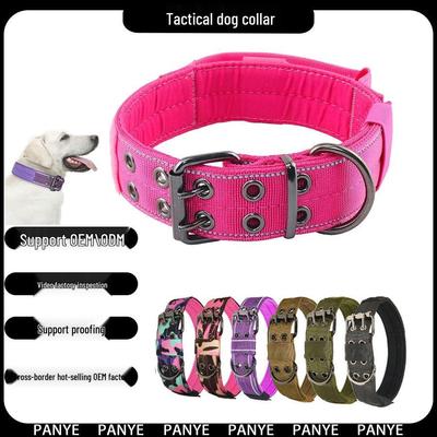 Adjustable Tactical Dog Collar for Medium To Large Breeds, Nylon Leash Included