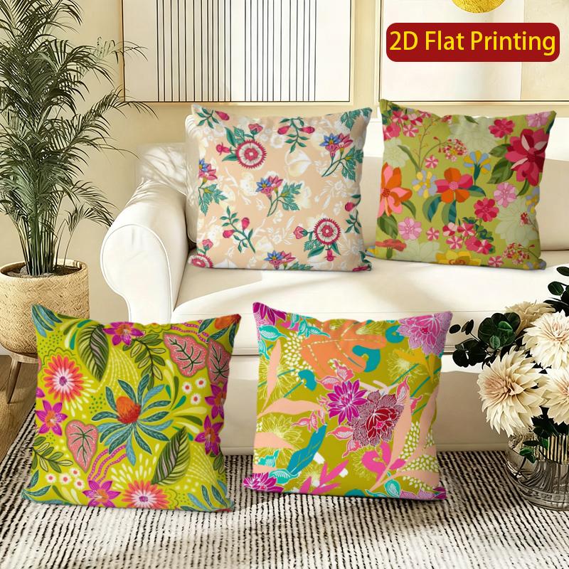 Bohemian Floral Print Square Throw Pillow Covers Pattern Cushion Cover Suitable For Sofa Bedroom Car Pillow Cover