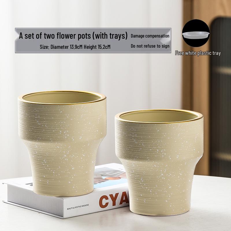 Nordic High-Leg Ceramic Orchid Pot: Durable, Artistic for Home or Balcony Use