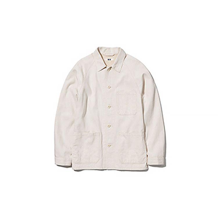 UNIQLO Solid Color Single-Breasted Casual Work Jacket Men jackets Off-White 457212-01