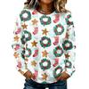 Women's Casual Long Sleeve Christmas Print Neck Pullover Sweatshirt Top