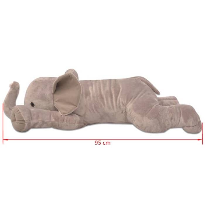 Jouet en peluche - vidaXL - Éléphant XXL - 95 cm - Gris - Pour enfants à partir de 3 ans