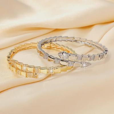 Elegante bracciale a forma di serpente in zirconi per donna - Design di moda di lusso