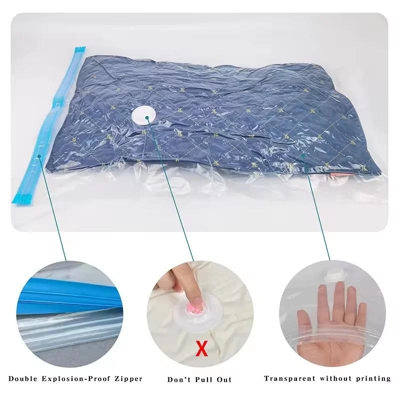 Transparent Vacuum Compression Bag Clothes Quilt Storage Bag Reusable Space Saving Vacuum Compression Bag Hand Pump Organiser