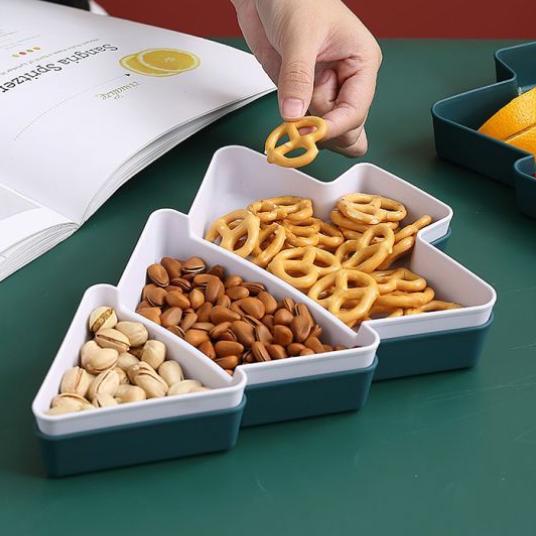 Christmas Tree Plate Snacks Fruit Plate Christmas Fruit Plate Divided Tableware Christmas Tableware Children's Anti Drop