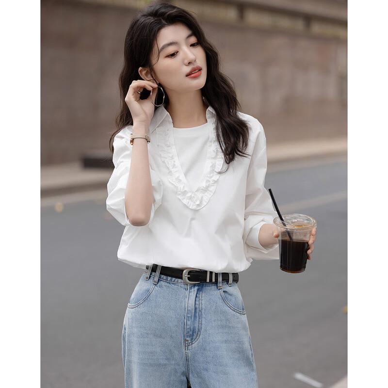 Demana Cloud Walk Faux Two-Piece Ruffled Cotton Poplin Shirt