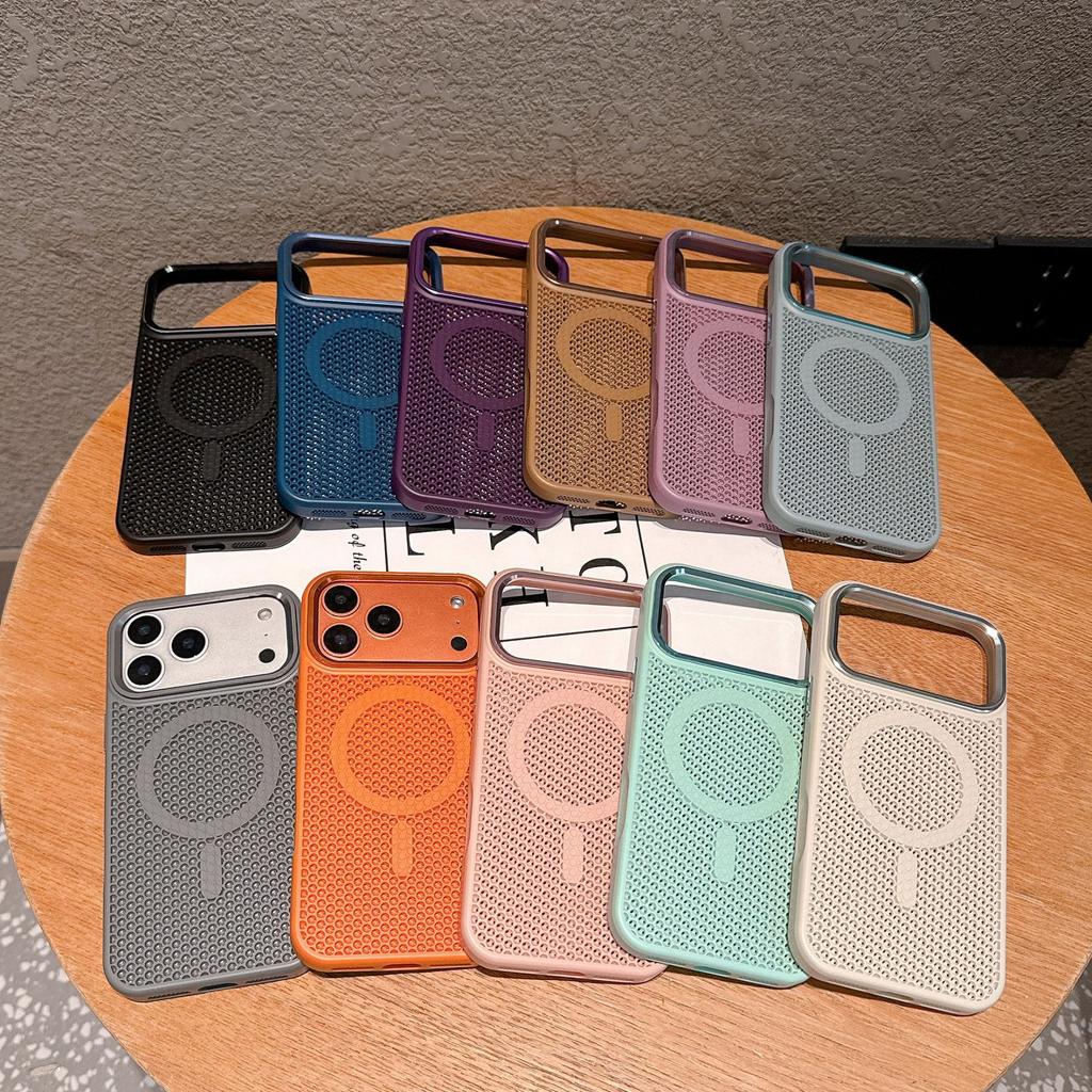 Apple 17promax skin-sensitive mesh cooling mobile phone case is suitable for iPhone16 summer 15plus protective case 16.