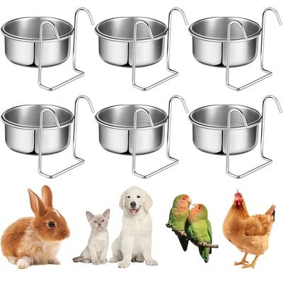 Heiß verkaufend Kiste Hundeschale Edelstahl Hängend Haustierkäfigschale Futter- & Wasserspender Stallbecher für Katze Welpen Vögel Ratten
