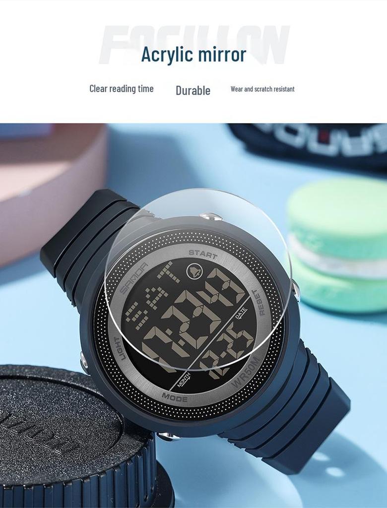 Sanda Trendy Korean Style Luminous Waterproof Watch for Outdoor Sports - Unisex Multifunctional Display.