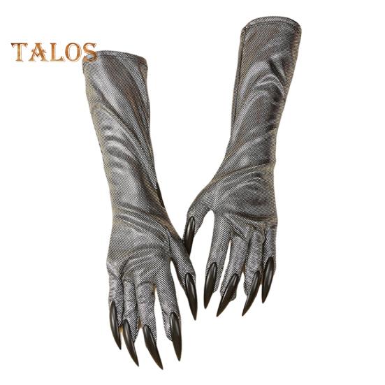 

1 пара перчаток с когтями призрака на Хэллоуин, кошачьи лапки, длинные ногти, полные пальцы, ужасающие, один размер, унисекс, перчатки для косплея, сценические перчатки серый