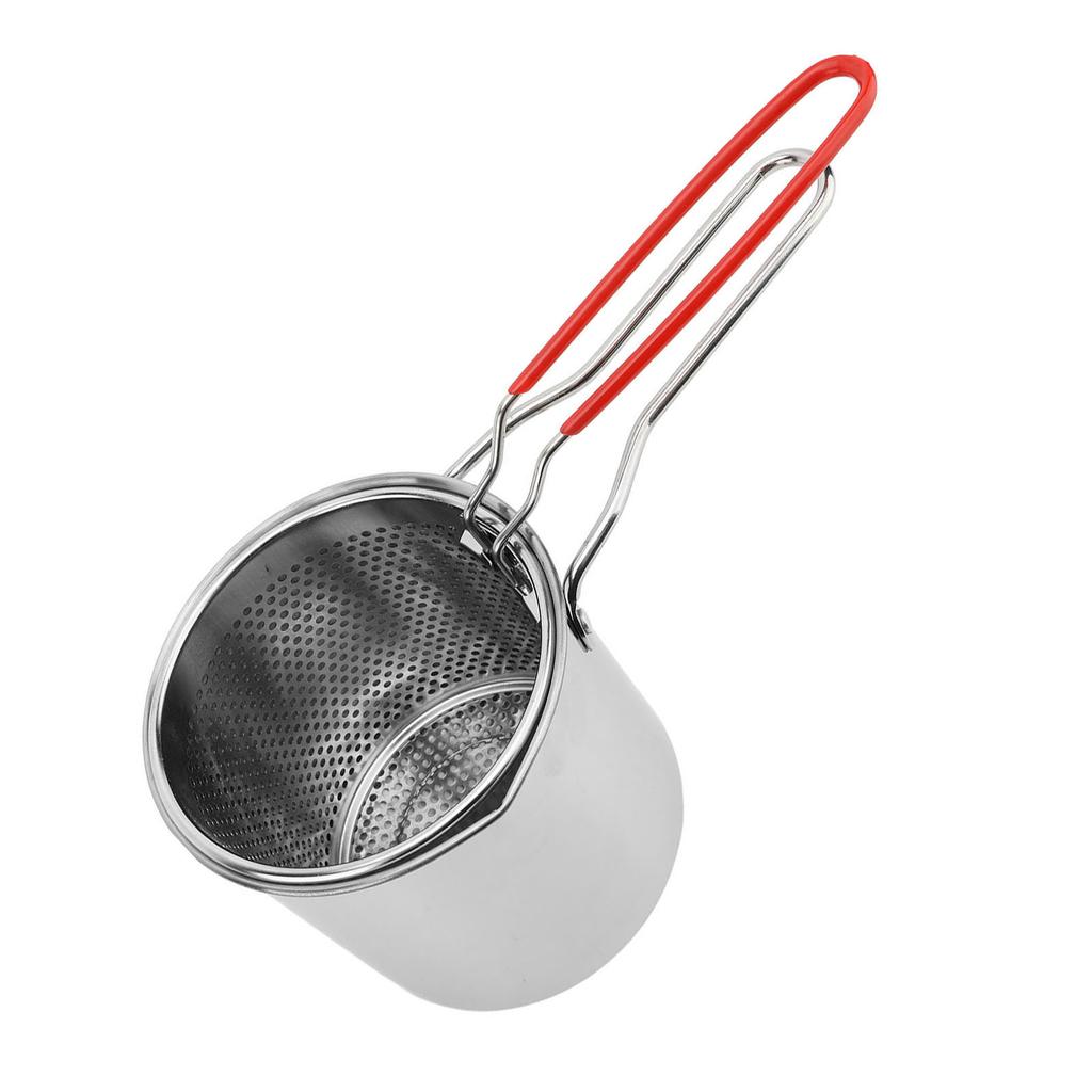 Deep Fryer Pot with Basket 304 Stainless Steel Oil Filter Vessel Cooking Oil Container for Kitchen