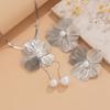 Copper Petal Earrings Necklace Suit Pearl Pendant Women Jewelry Suit Sweet Flower Jewelry Set  Gift