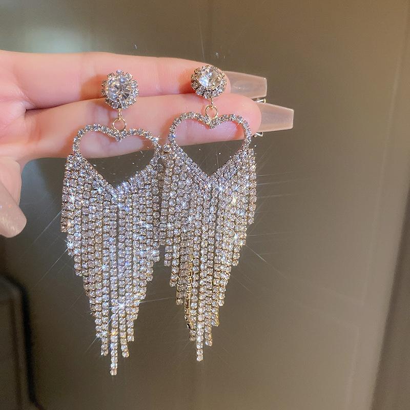 Love Long Fringed Earrings Heavy Industry Temperament Earrings Light Luxury Fashion High Sense Earrings Women